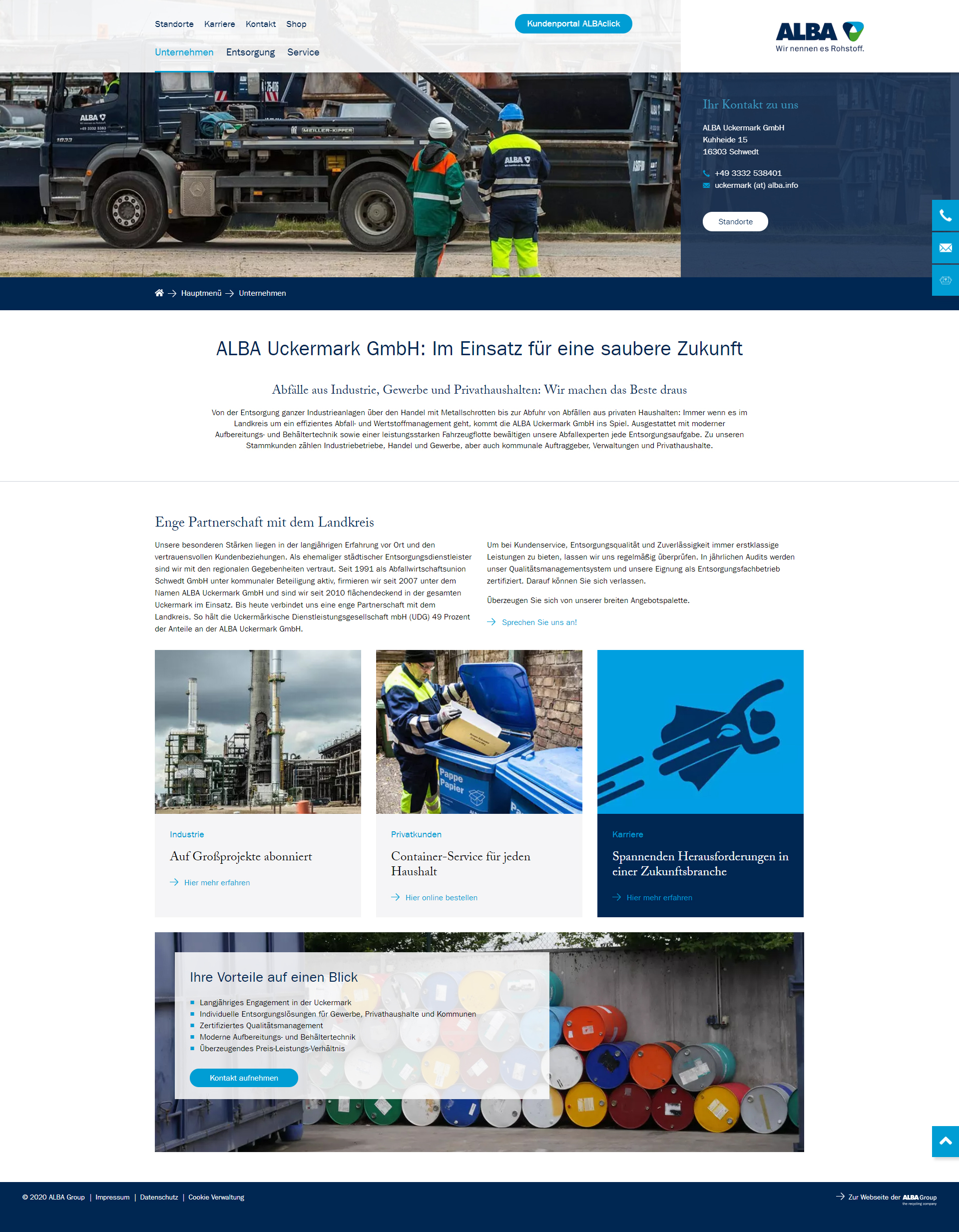 Neue Webseite ALBA Uckermark