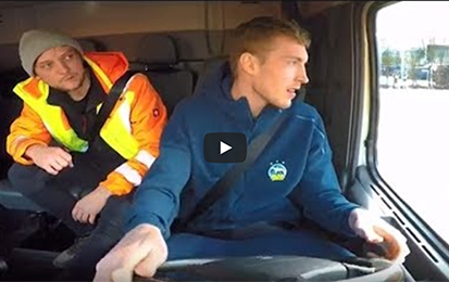 Truck driving lesson with basketball player Niels Giffey
